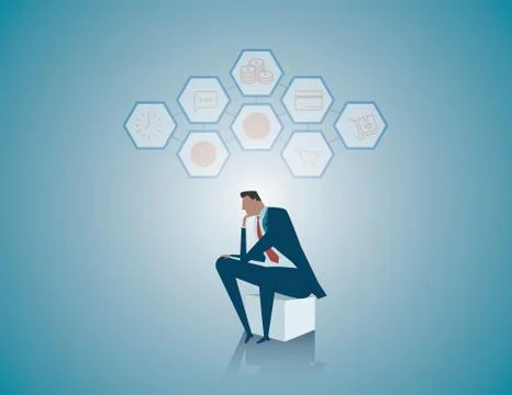 Thinking and business planning. Concept business illustration. Vector flat Stock Illustration