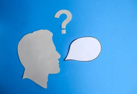 Thinking and Communication Concept with Paper Cutouts Stock Photos