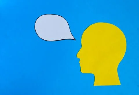 Thinking and Communication Concept with Paper Cutouts Stock-Fotos