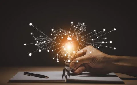 Thinking and creative concept, Light bulb on the Book and light bulb style bo Stock Photos