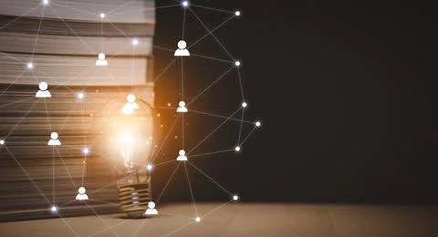 Thinking and creative concept, Light bulb on the Book and light bulb style bo Stock Photos