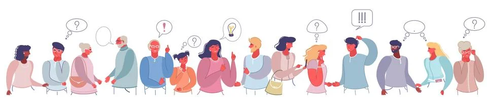 Thinking and talking people, vector flat style design illustration Stock Illustration