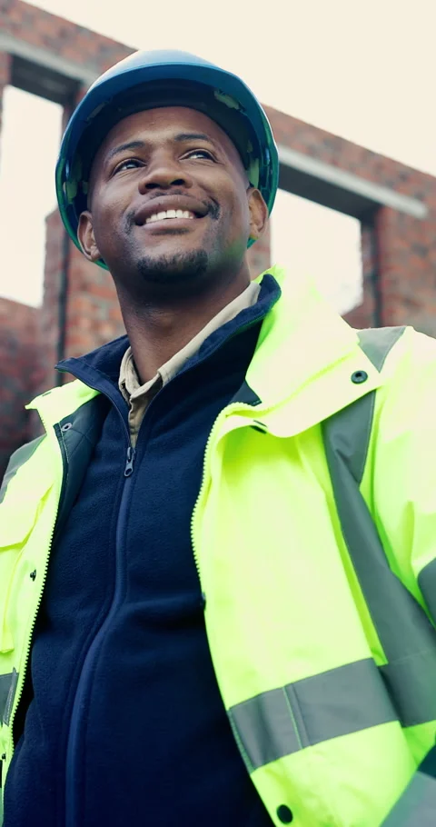 Thinking, architect and man with inspection at construction site, infrastructure Stock Footage 336777644