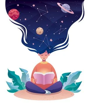 Thinking of Astrology Stock Illustration