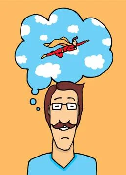 Thinking of being a hero Stock Illustration