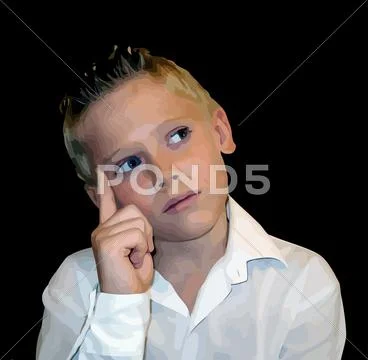 Thinking boy vector Stock Illustration