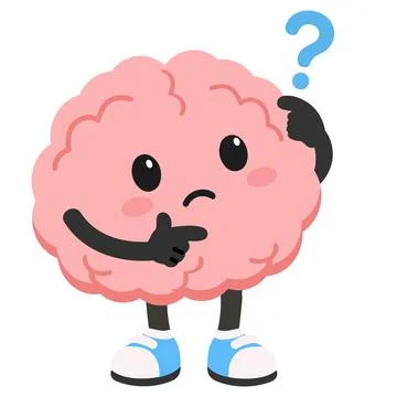 Thinking Brain Character With Question Mark Stock Illustration