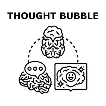 Thinking brain forming happy thought bubble ideas Ilustración de archivo