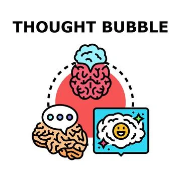 Thinking brain forming happy thought bubble ideas Stock Illustration