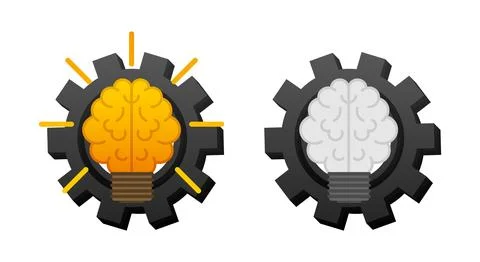 Thinking brain working on ideas power innovation Stock Illustration