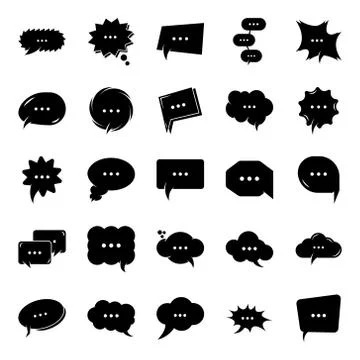 Thinking Bubble Chat Glyph Icons 스톡 일러스트