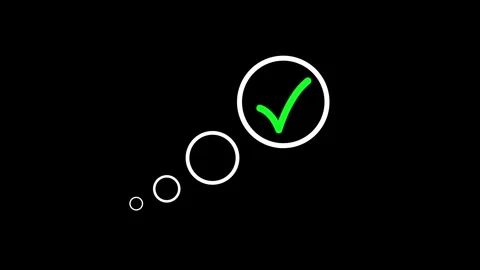 Thinking bubble with green check mark on black background Stock Footage 306953536