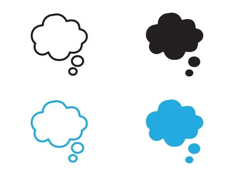 Thinking bubble icon black and white vector outline sign Stock Illustration
