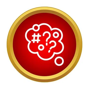 Thinking bubble with question marks and hashtag icon Stock Illustration