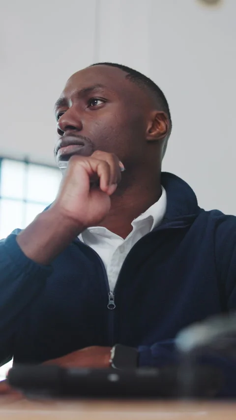 Thinking, building or black man with ideas for interior design, improvement or 動画素材 343917776