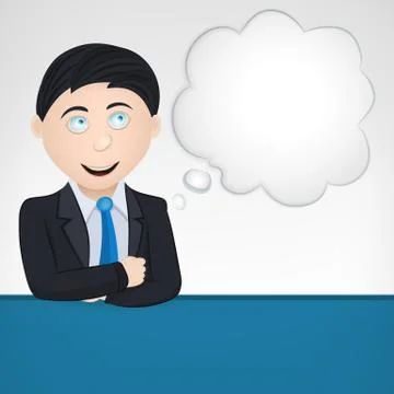 Thinking business man with cloud as blank template 스톡 일러스트