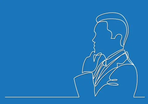 Thinking businessman - continuous line drawing Stockillustratie