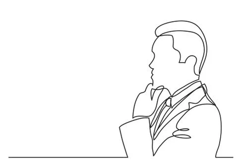 Thinking businessman - continuous line drawing 스톡 일러스트