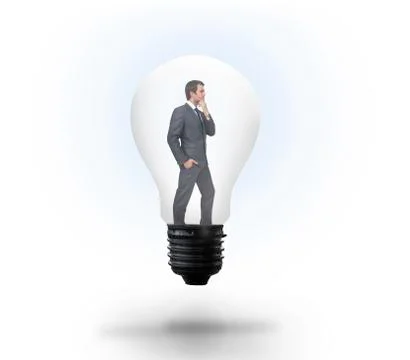 Thinking businessman in light bulb イラスト素材