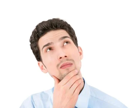 Thinking businessman looking up 库存照片