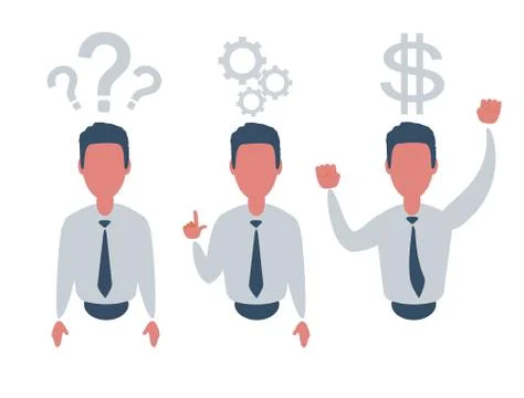 Thinking. Businessman solving a problem business concept . Illustrazione stock