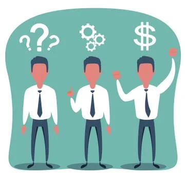 Thinking. Businessman solving a problem business concept. Vector illustration in Stock Illustration