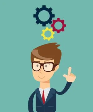 Thinking. Businessman solving a problem 스톡 일러스트