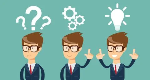 Thinking. Businessman solving a problem 스톡 일러스트