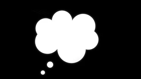 Thinking cartoon cloud. White cartoon speech bubble with ellipsis dots on black Stock Footage 342199266