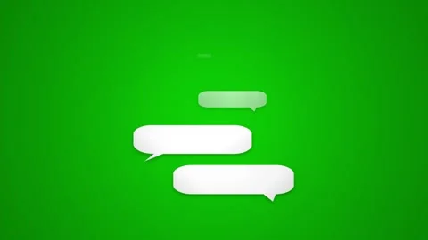 Thinking cartoon cloud. White speech bubbles and thinking clouds on green Stock Footage 342199282