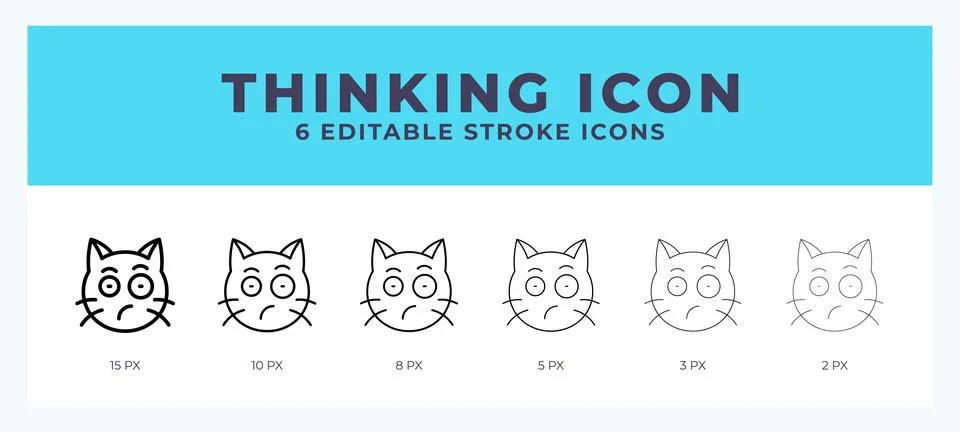 Thinking cat line icon. Vector icon symbol. Logo illustration. Editable lin.. イラスト素材