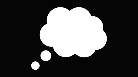 Thinking cloud animation on black background . Thought bubble with blank speech Stock Footage 328305352
