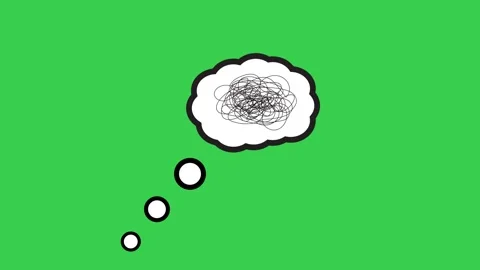 Thinking cloud cartoon with tangled scribble line animation Video stock 333687328