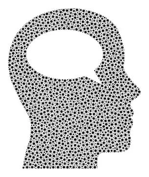 Thinking Collage Icon with Covid Virus Infection Items Stock Illustration