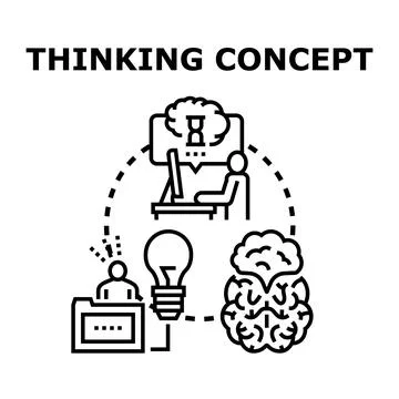 Thinking concept connecting ideas, work, and brainstorming process Stock Illustration