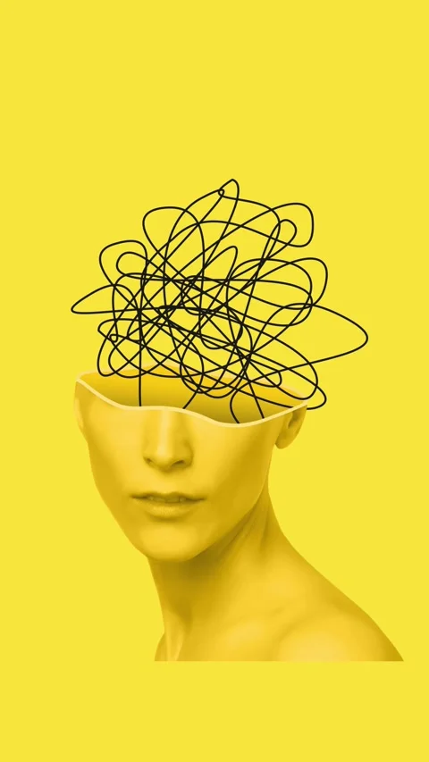 Thinking concept, human head and brain animated. 2D Animation Stock Footage 328014414