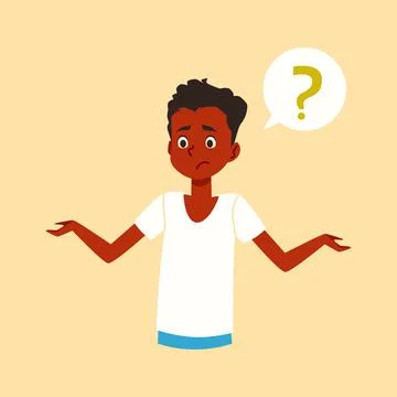 Thinking confused boy searching solution, flat vector illustration isolated. Illustrazione stock