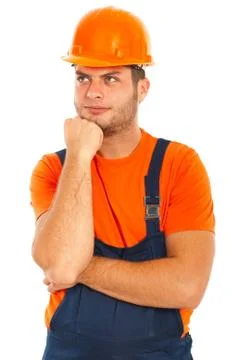 Thinking constructor worker Stock Photos