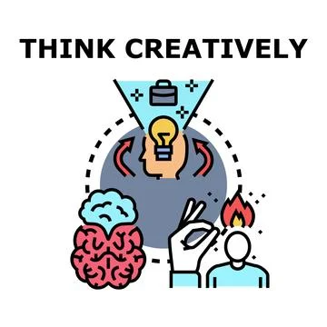 Thinking creatively generating business ideas and inspiration Stock Illustration