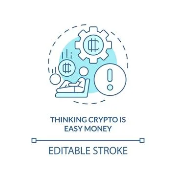 Thinking crypto is easy money turquoise concept icon Stock Illustration