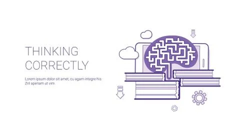 Thinking Currently Brainstorming Business Web Banner Template With Copy Space Stock Illustration