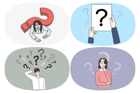 Thinking doubt and feeling frustrated concept Stock Illustration
