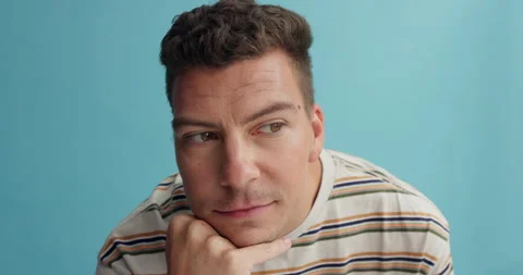 Thinking, doubt and man in studio for solution, problem solving or difficult Stock Footage 264509059