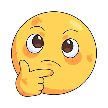 Thinking emoji with finger on chin Stock Illustration