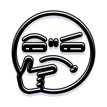 Thinking emoji with furrowed brows contemplating decision Stock Illustration