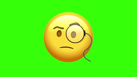 Thinking emoji with monocle animation on chroma key background Stock Footage 329405876