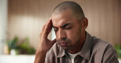 Thinking, employee and man with headache, office and  stress for article Stock Footage 329358625