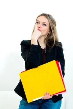 Thinking expression woman Stock Photos