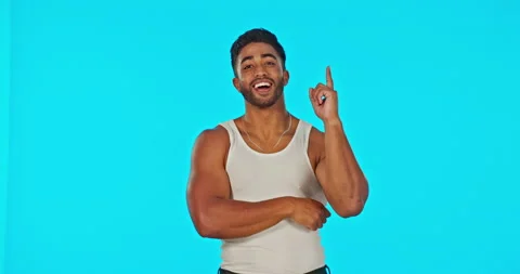 Thinking, face and man in studio for answers, solution or idea, advertising and Stock Footage 236769650