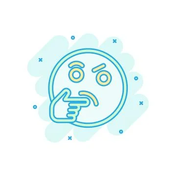 Thinking face icon in comic style. Smile emoticon vector cartoon illustration Illustrazione stock